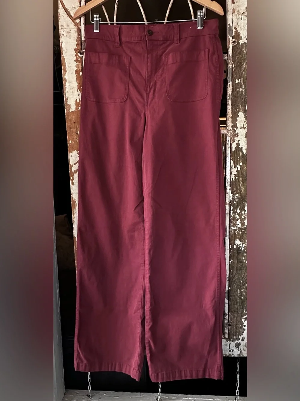 Madewell Emmett Wide-Leg Pants Burgundy Tencel Blend High Rise Size 28 - Picture 2 of 6